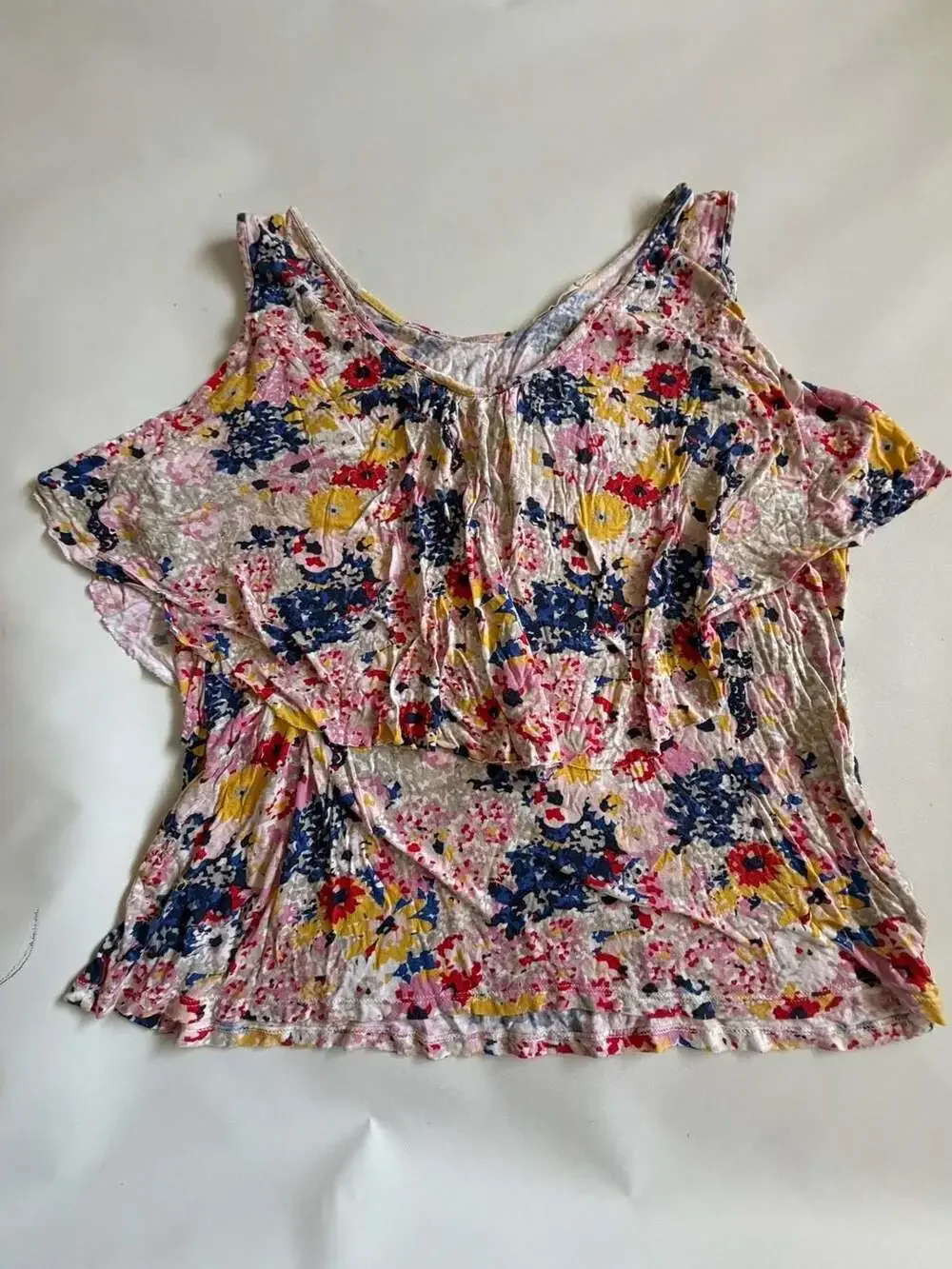 Old Navy Floral Blouse XL Girls Watercolor Flower Festival Boho Top